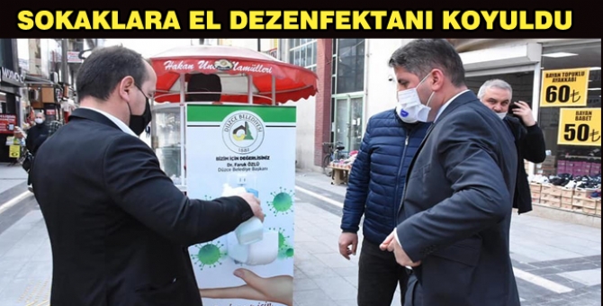 Düzce Belediyesi, Sokaklara El Dezenfektanları Koydu