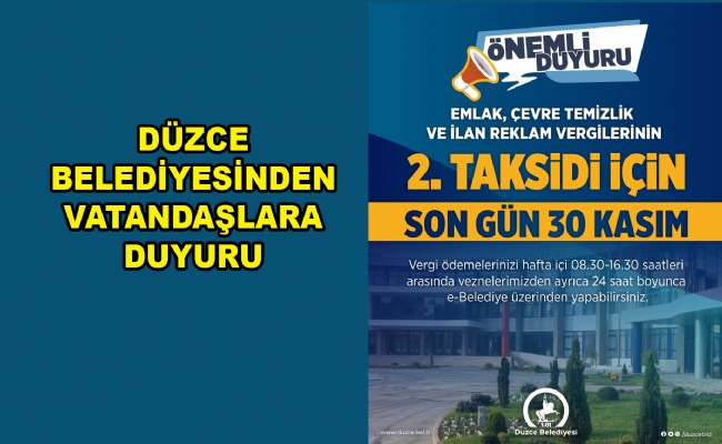 İkinci Taksitin Son Günü 30 Kasım